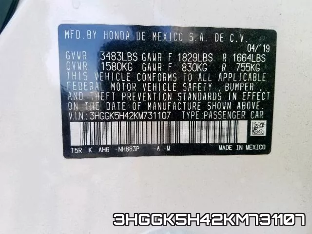 3HGGK5H42KM731107 фото 2