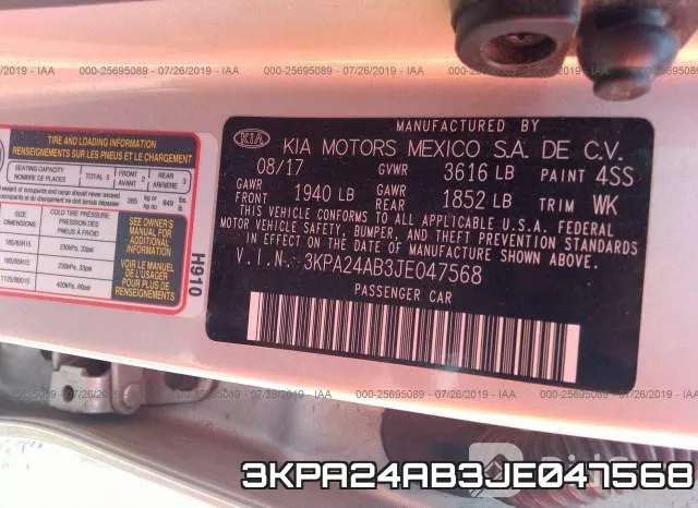 3KPA24AB3JE047568 фото 10