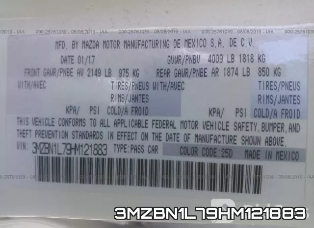 3MZBN1L79HM121883 фото 10