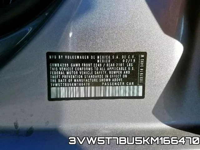 3VW5T7BU5KM166470 фото 2
