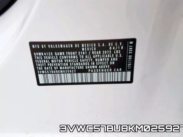 3VWC57BU8KM025927 фото 2