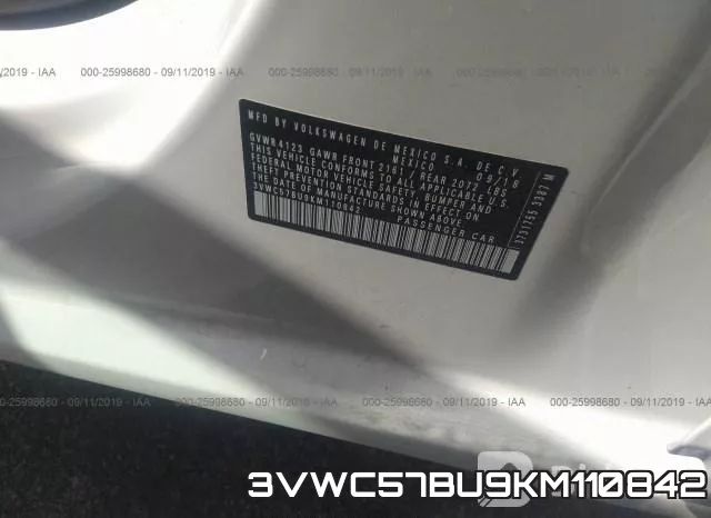 3VWC57BU9KM110842 фото 10