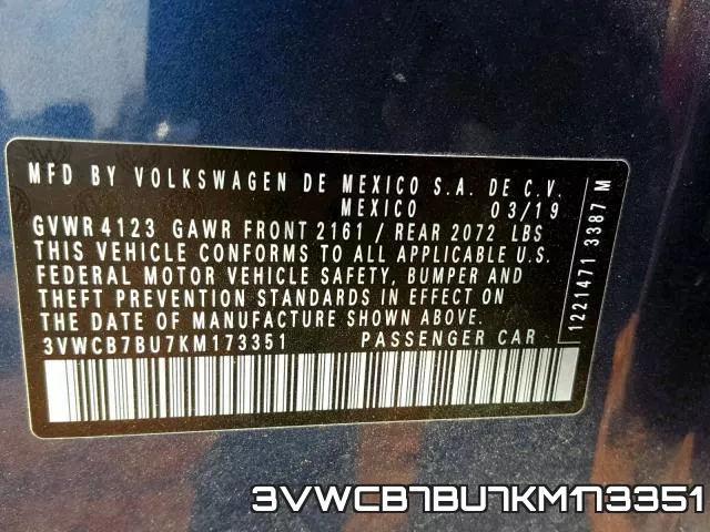 3VWCB7BU7KM173351 фото 2