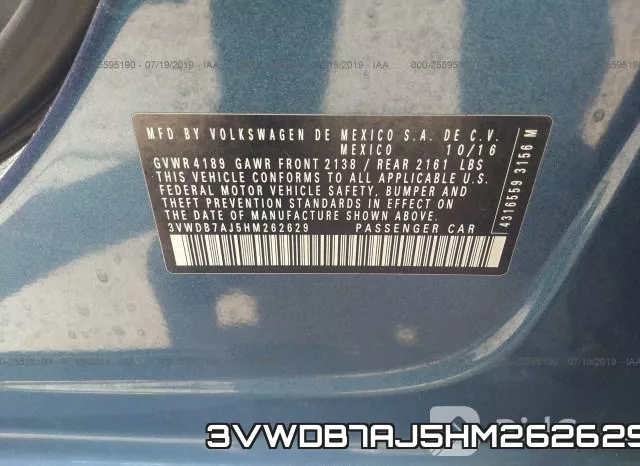 3VWDB7AJ5HM262629 фото 10
