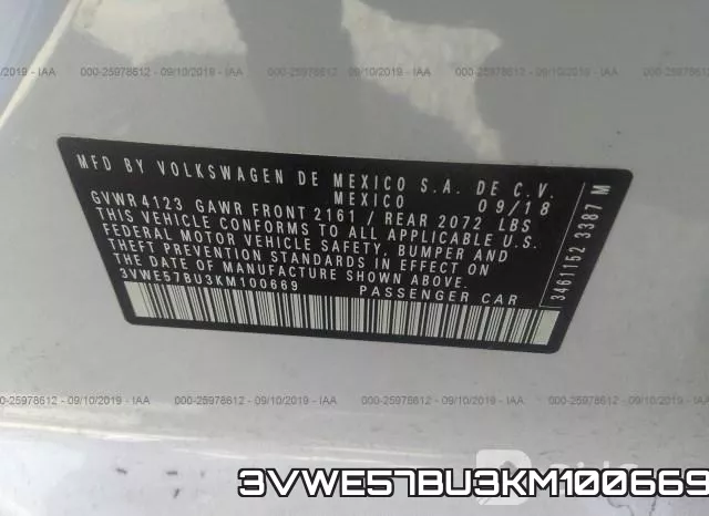 3VWE57BU3KM100669 фото 9