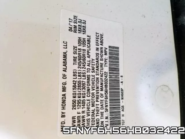 5FNYF6H56HB032422 фото 2