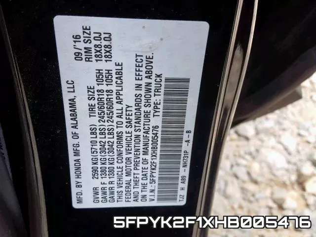 5FPYK2F1XHB005476 фото 2