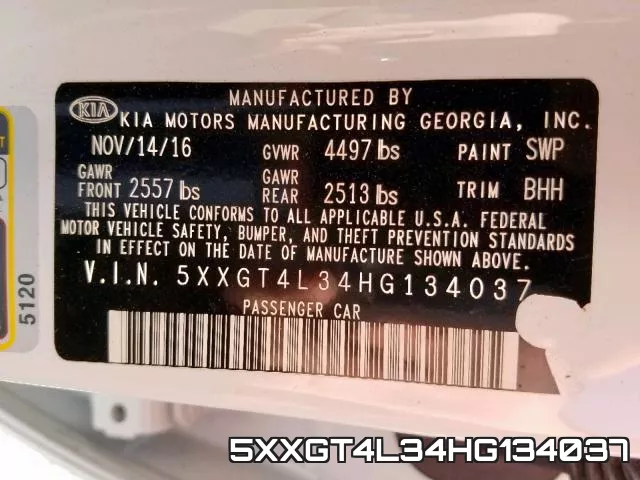 5XXGT4L34HG134037 фото 2