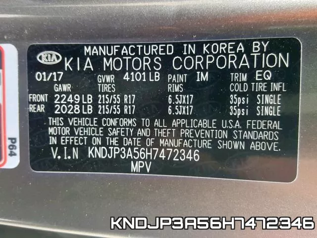 KNDJP3A56H7472346 фото 2