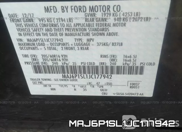 MAJ6P1SL1JC177942 фото 10