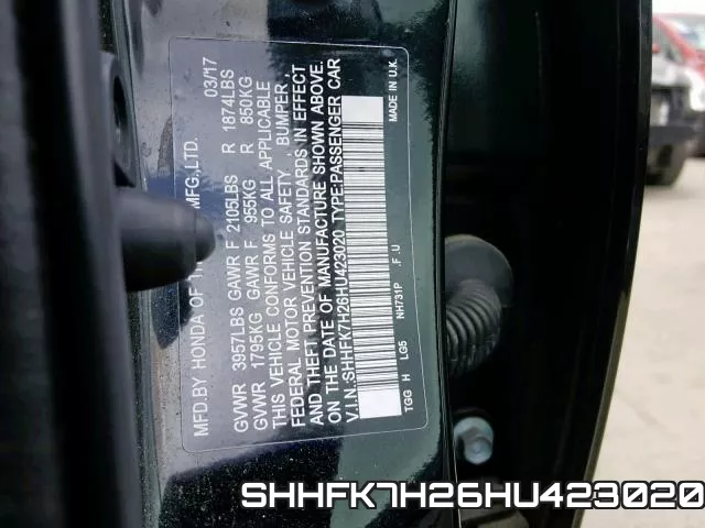 SHHFK7H26HU423020 фото 2