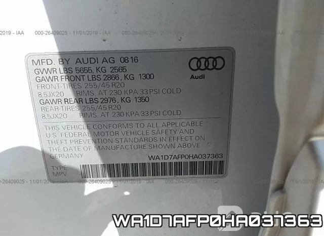 WA1D7AFP0HA037363 фото 10