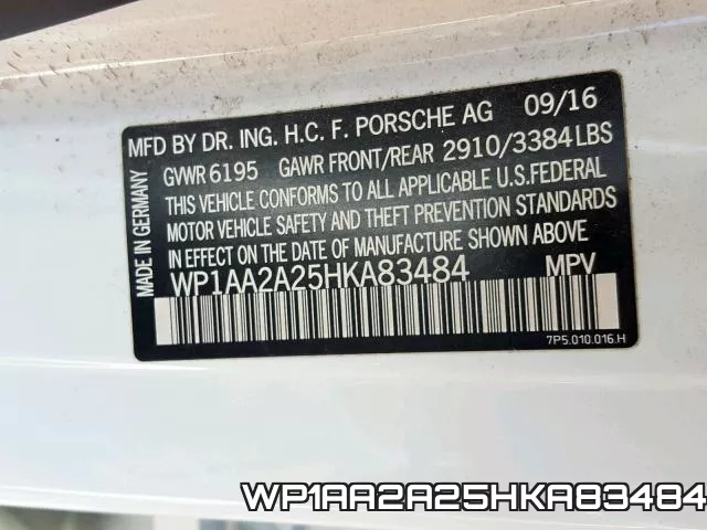 WP1AA2A25HKA83484 фото 2