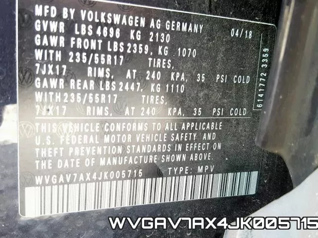 WVGAV7AX4JK005715 фото 2