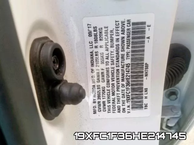 19XFC1F36HE214745 фото 2