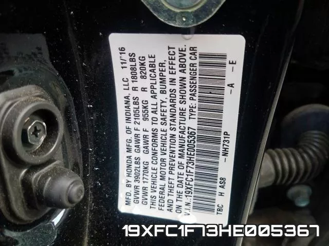 19XFC1F73HE005367 фото 2