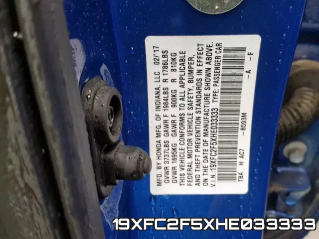 19XFC2F5XHE033333 фото 2