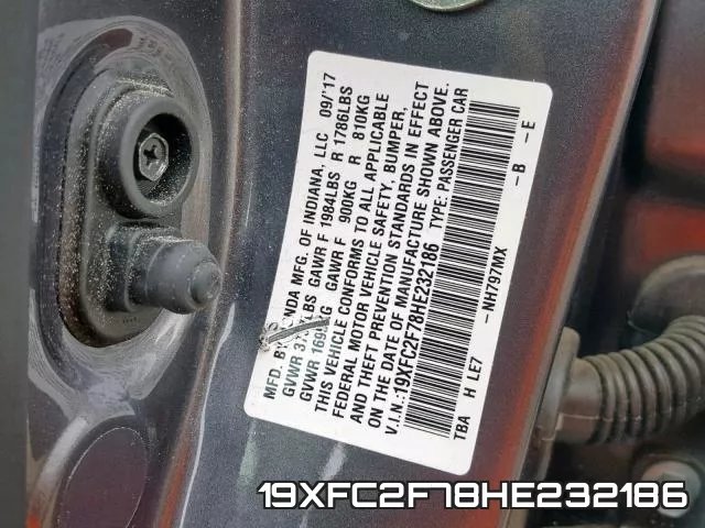 19XFC2F78HE232186 фото 2