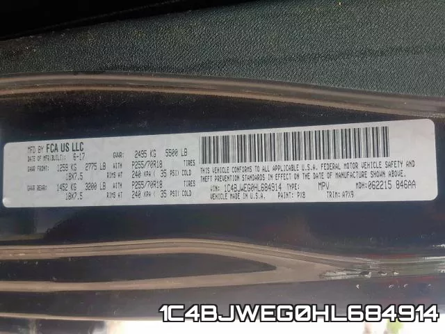 1C4BJWEG0HL684914 фото 2