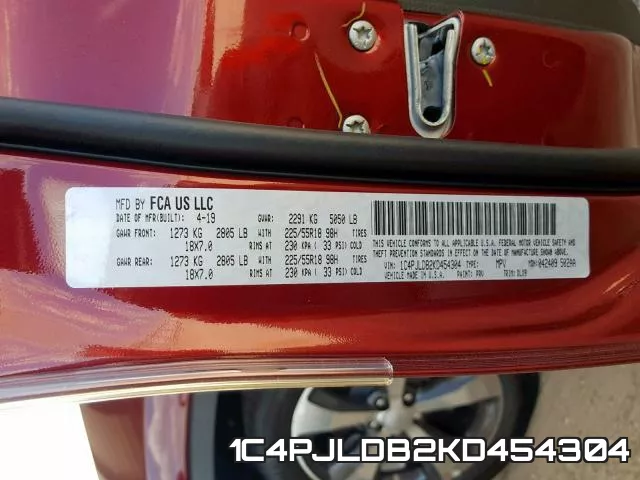 1C4PJLDB2KD454304 фото 2