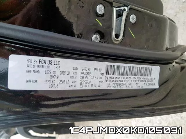 1C4PJMDX0KD105031 фото 2