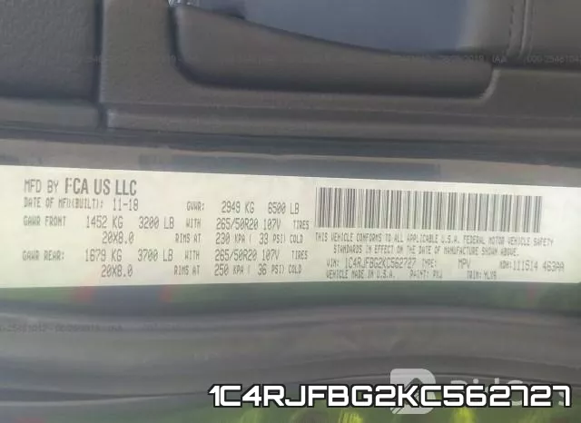 1C4RJFBG2KC562727 фото 9