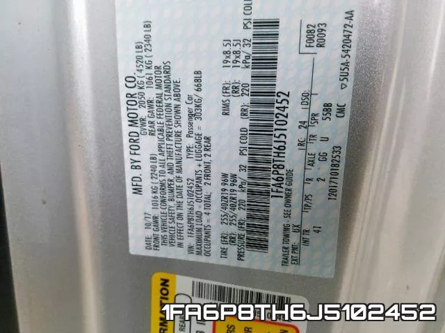 1FA6P8TH6J5102452 фото 2