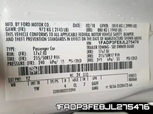 1FADP3FE8JL275476 фото 2