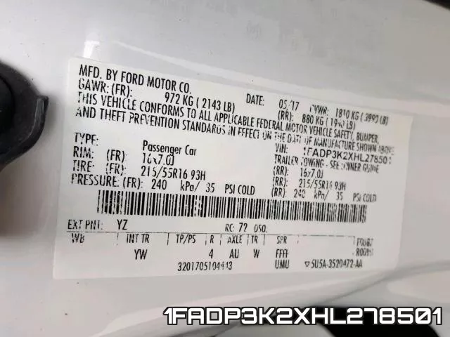 1FADP3K2XHL278501 фото 2