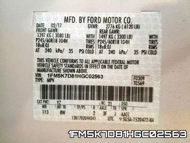 1FM5K7D81HGC02563 фото 2