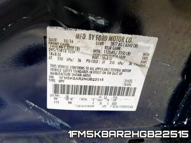 1FM5K8AR2HGB22515 фото 2