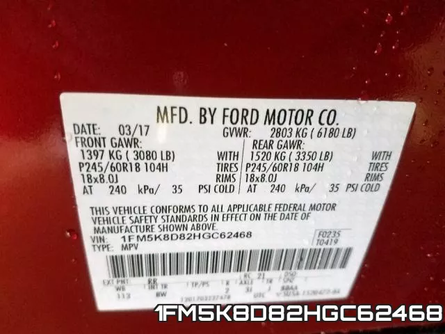 1FM5K8D82HGC62468 фото 2