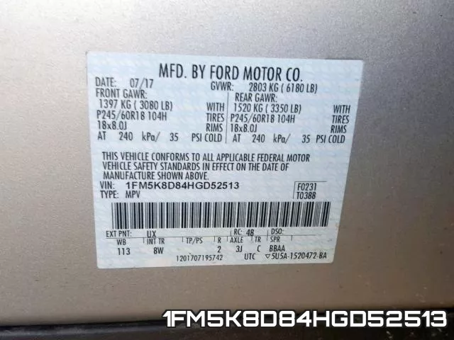 1FM5K8D84HGD52513 фото 2