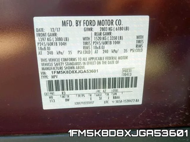 1FM5K8D8XJGA53601 фото 2