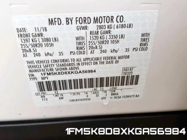 1FM5K8D8XKGA56984 фото 2