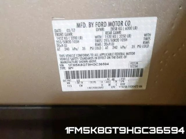 1FM5K8GT9HGC36594 фото 2