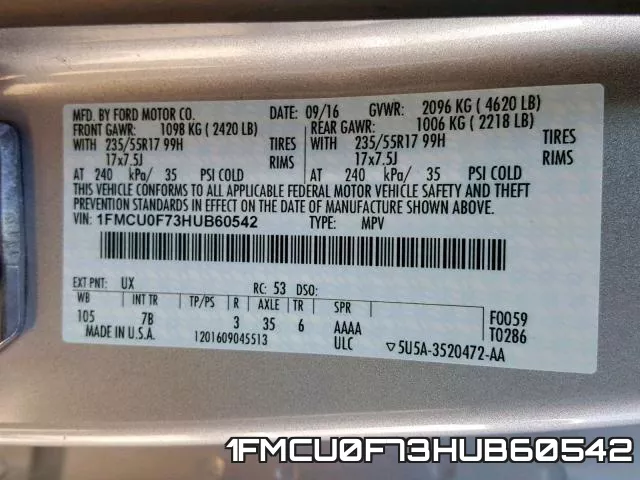 1FMCU0F73HUB60542 фото 2
