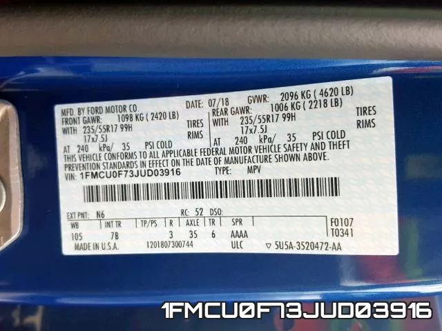 1FMCU0F73JUD03916 фото 2