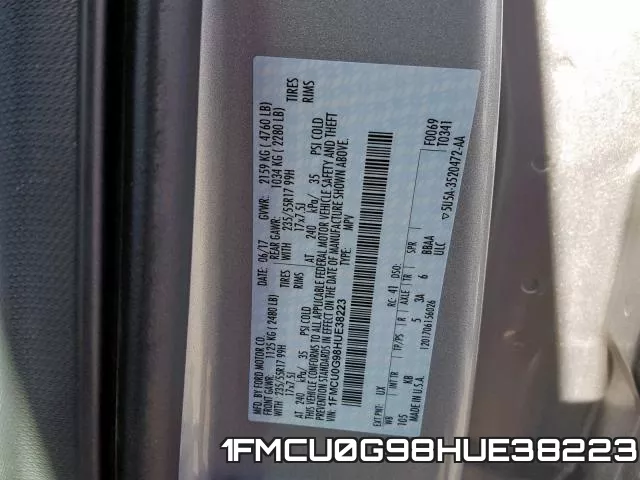 1FMCU0G98HUE38223 фото 2