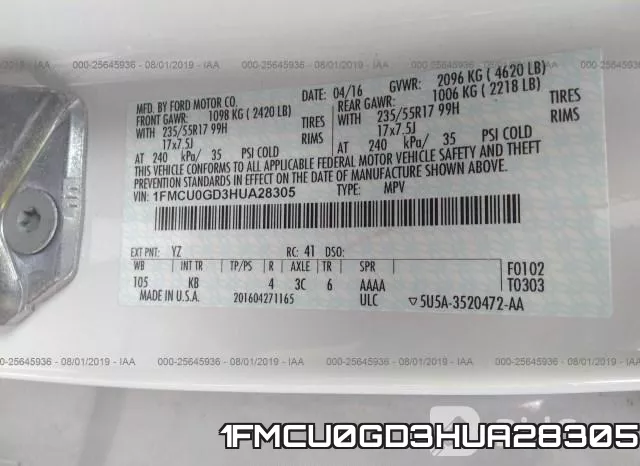 1FMCU0GD3HUA28305 фото 10