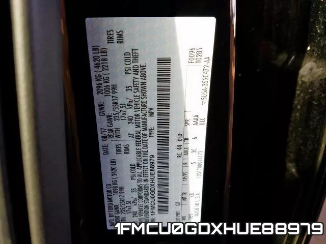 1FMCU0GDXHUE88979 фото 2