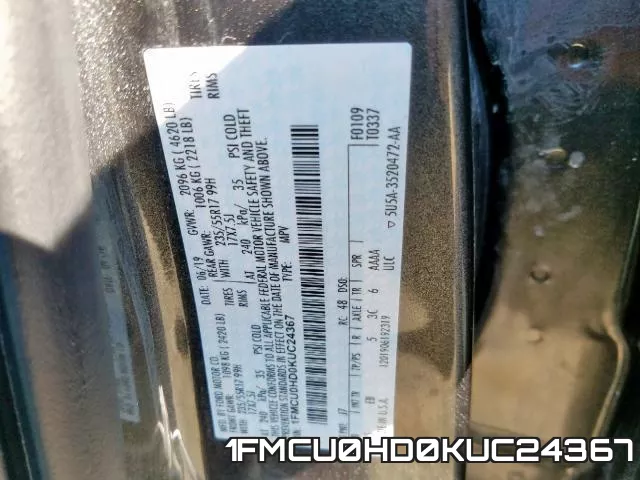 1FMCU0HD0KUC24367 фото 2