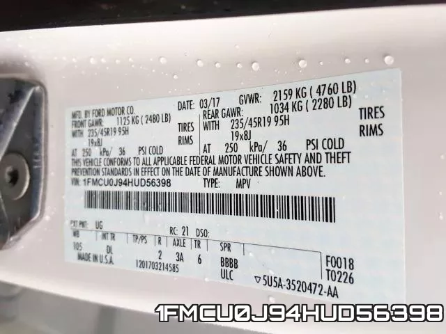 1FMCU0J94HUD56398 фото 2