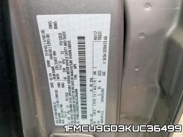 1FMCU9GD3KUC36499 фото 2