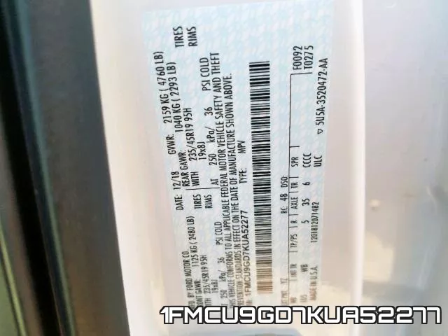 1FMCU9GD7KUA52277 фото 2