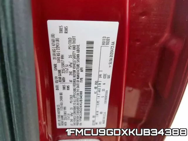 1FMCU9GDXKUB34388 фото 2