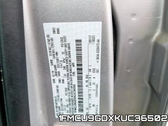 1FMCU9GDXKUC36502 фото 2