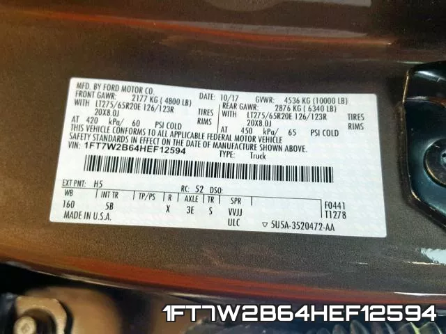 1FT7W2B64HEF12594 фото 2