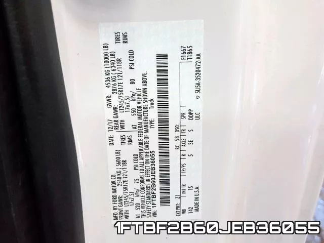 1FTBF2B60JEB36055 фото 2