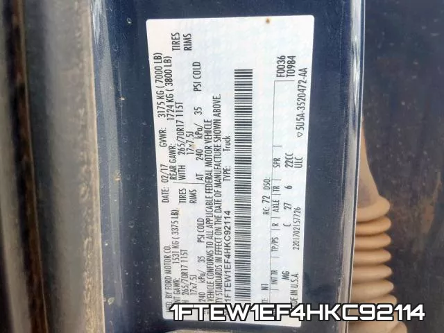 1FTEW1EF4HKC92114 фото 2